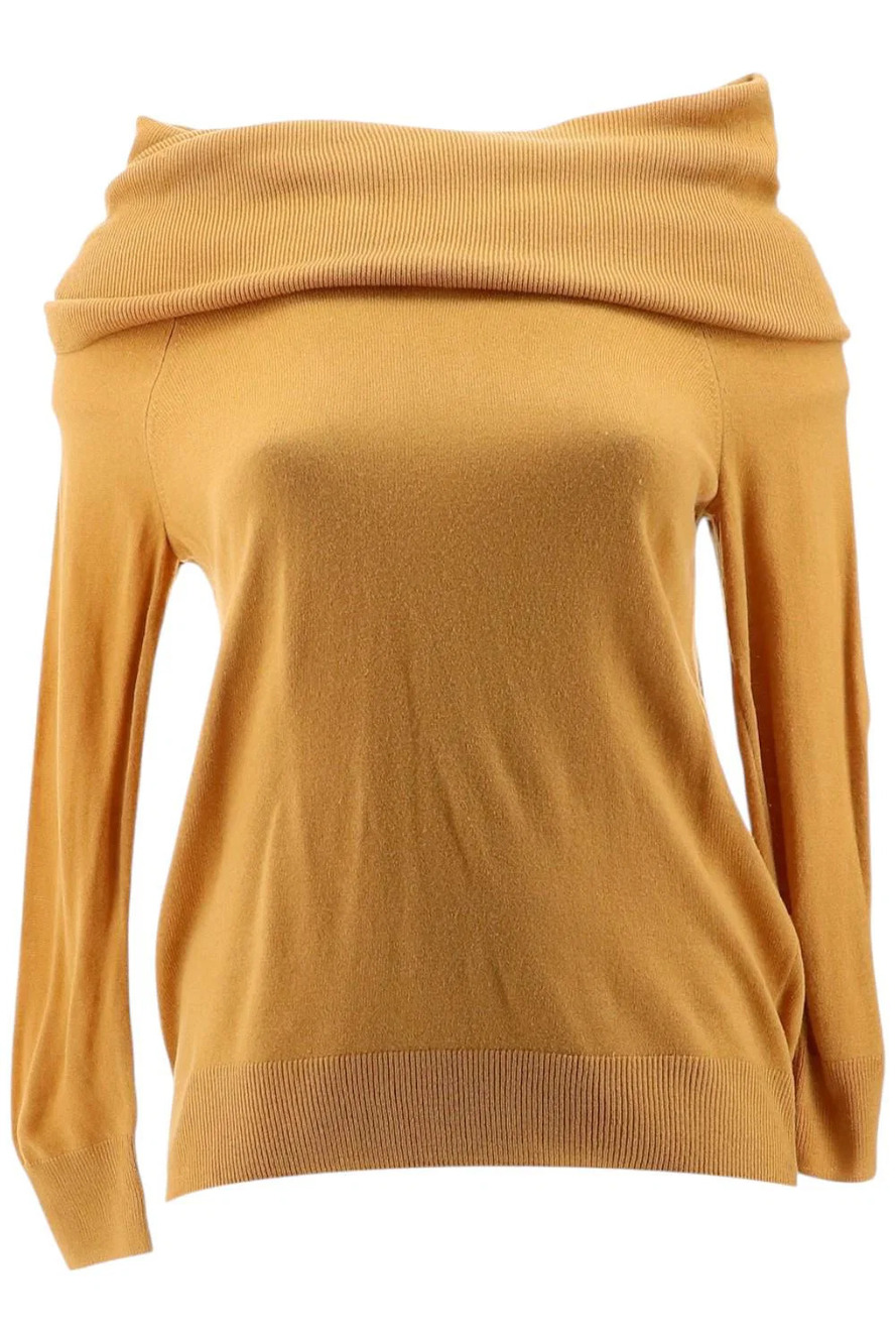 Colleen Lopez Convertible Neck Pullover Sweater Camel - Regular